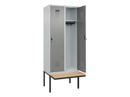 locker met bank,HxBxD 2120x800x815mm,2vak,vak B 400mm,draaigrendel