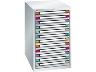 ladekast HxBxD 1000x605x695mm 12laden RAL7035 front RAL7035 - 2