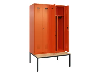 PBM-locker met bank,HxBxD 2120x1200x815mm,4vak,vak B 300mm - 1