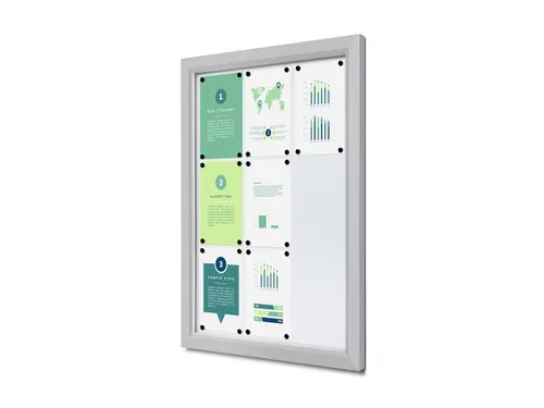 Vergrendelbaar notitiebord Outdoor Slim 9xA4 Zilver