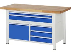 werkbank,HxBxD 840-1040x1500x700mm,beukblad,draagverm. 1250kg,4voeten