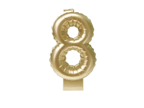Verjaardagskaars cijfer 8 Folieballon Goud 10cm