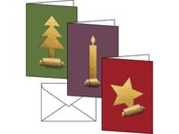 Kerstkaarten Sigel incl. envelop (goud), wit karton, mat buiten, mat v