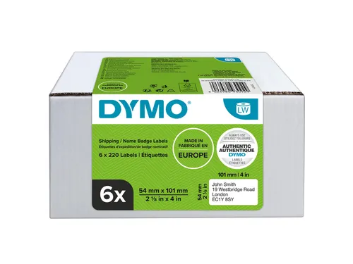 Etiket Dymo 99014 LabelWriter 54x101mm 6 rollen á 220 stuks wit