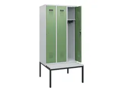 locker met bank,HxBxD 1950x900x815mm,3vak,vak B 300mm,cilinderslot