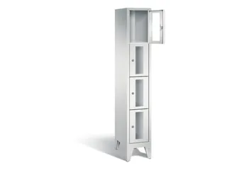 lockerkast 1850x320x500mm 1x4 vakken Cilinderslot Poten, RAL7035 - 1