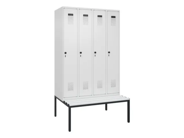 locker met bank,voor scheiding van kleding,HxBxD 2120x1200x815mm,4vak