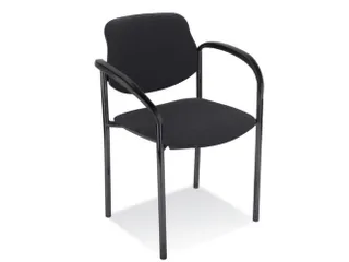 Bezoekersstoel,4Voeten Ronde Buis Zwart,M. Armleuningen - 1
