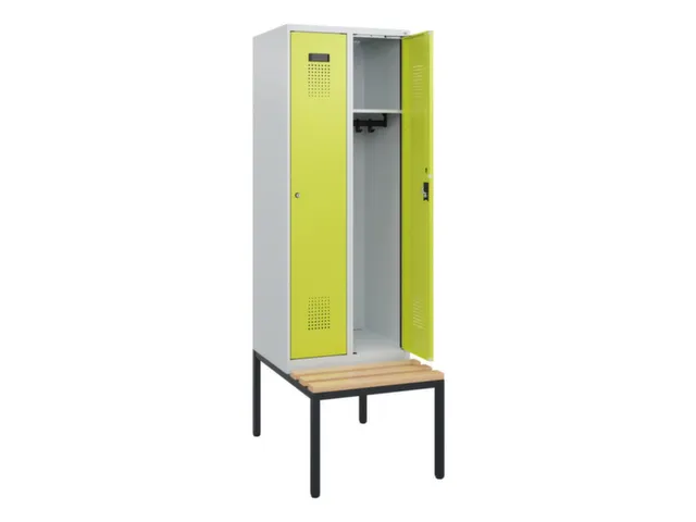 locker met bank,HxBxD 1950x600x815mm,2vak,vak B 300mm,cilinderslot