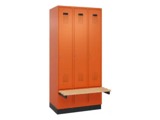 locker met bank,HxBxD 1950x900x815mm,3vak,vak B 300mm,cilinderslot - 2