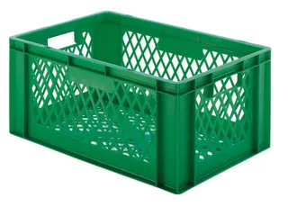 Euronorm-stapelbak 51l 270x600x400mm Wanden/bodem Opengewerkt Groen - 1