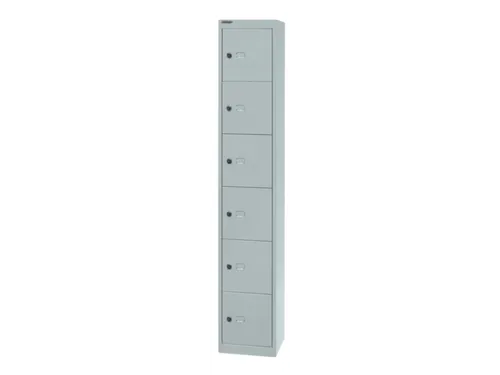 lockerkast,HxBxD 1802x305x305mm,1x6vakken,cil.-slot,romp lichtgrijs