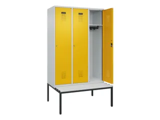 locker met bank,HxBxD 2120x1200x815mm,3vak,vak B 400mm,cilinderslot - 1