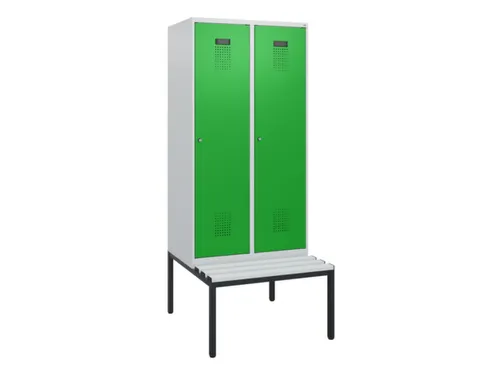 locker met bank,HxBxD 1950x800x815mm,2vak,vak B 400mm,cilinderslot