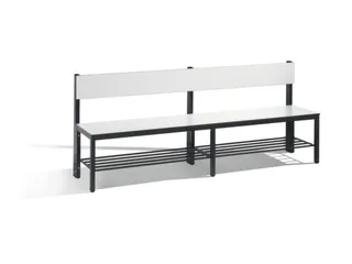 omkleedbank,HxLxD 796x2000x407mm,HPL wit,frame staal RAL7021,leuning - 1