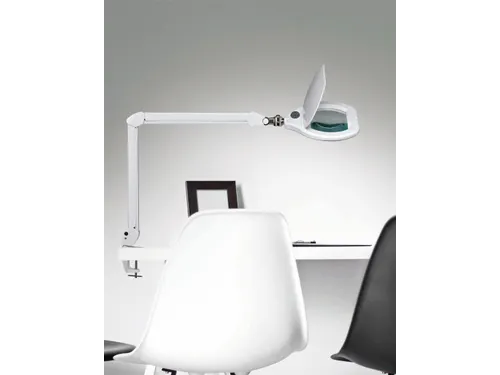Loeplamp LED MAULcrystal Dimbaar Met Tafelklem Wit