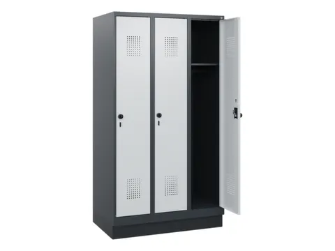 schoollocker,HxBxD 1630x900x500mm,3vak,vak B 300mm,draaigrendel,sokkel