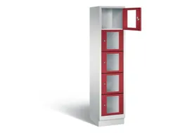 Lockerkast 1800x420x500mm 1x5 vakken Cilinderslot, Sokkel, RAL3003