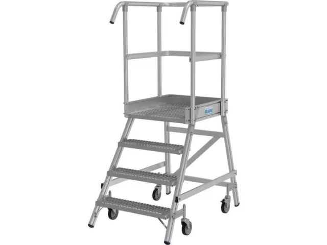 escalier mobile,roulant,estrade H 1m,4marches a. revêtement R13,alu