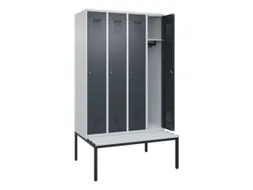 locker met bank,HxBxD 2120x1200x815mm,4vak,vak B 300mm,cilinderslot