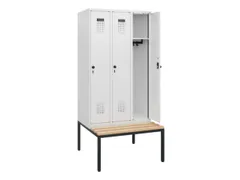 locker met bank,HxBxD 1950x900x815mm,3vak,vak B 300mm,draaigrendel