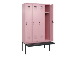 locker met bank,HxBxD 2120x1200x815mm,4vak,vak B 300mm,draaigrendel - 1