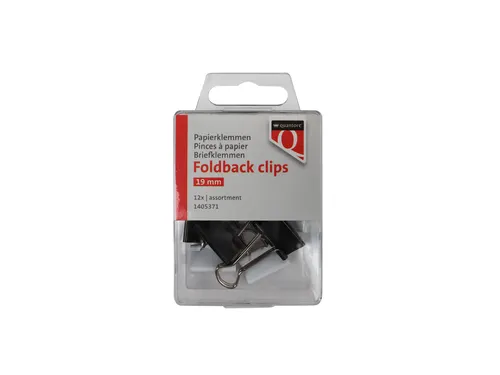 Foldback clips Quantore 19 mm assorti 12 stuks