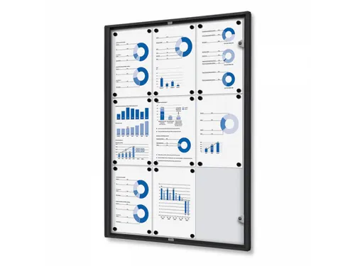 Vitrinekast Mededelingenbord Indoor Economy 9xA4 Zwart