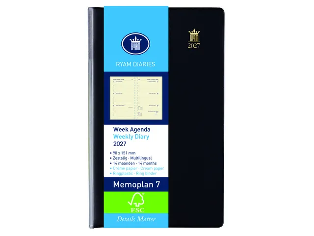 Agenda 2027 Ryam Memoplan 7 Suprema 7dagen/2pagina's ringplastic assor