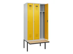 locker met bank,voor scheiding van kleding,HxBxD 2120x900x815mm,3vak