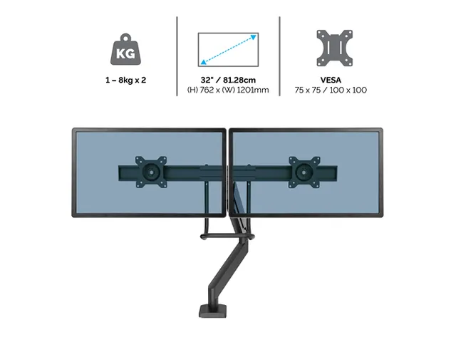 Monitorarm Fellowes Eppa voor 2 Schermen Crossbar wit