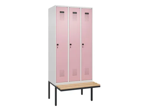 locker met bank,HxBxD 2120x900x815mm,3vak,vak B 300mm,draaigrendel