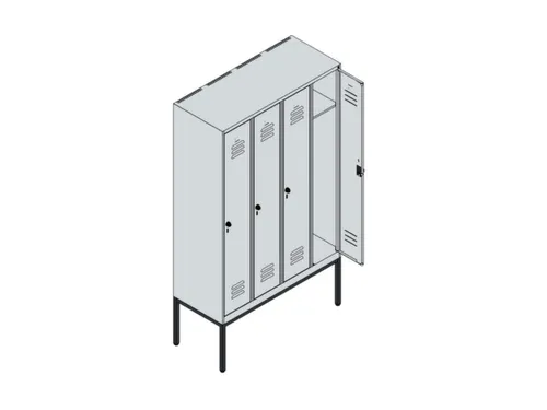 locker,HxBxD 2120x1200x500mm,4vak,vak B 300mm,cil.-slot,voetonderstel