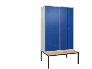 PBM-locker met bank,HxBxD 2120x1200x815mm,4vak,vak B 300mm,cil.-slot - 1