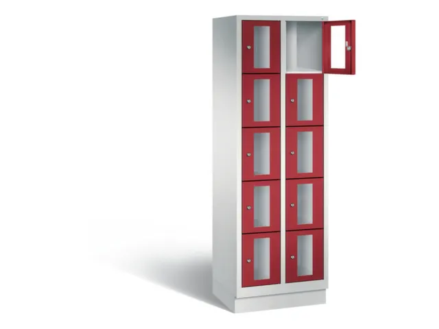 Lockerkast 1800x610x500mm 2x5 vakken Cilinderslot, Sokkel, RAL3003