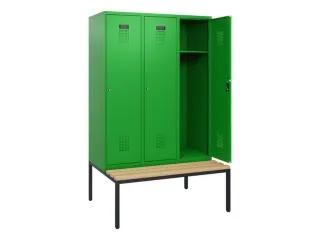 locker met bank,HxBxD 1950x1200x815mm,3vak,vak B 400mm,cilinderslot - 1