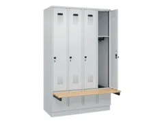 locker met bank,HxBxD 1950x1200x815mm,4vak,vak B 300mm,draaigrendel