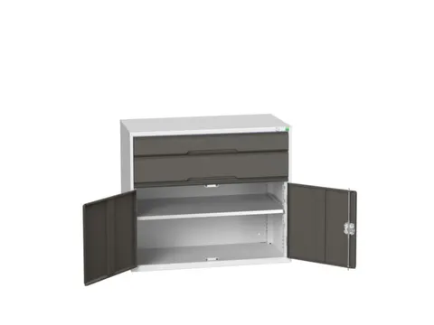 ladekast HxBxD 900x1050x550mm 2laden 2deuren RAL7035 front RAL7016