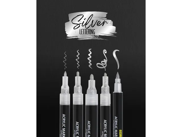 Acrylmarker Online lettering 5 breedtes zilver