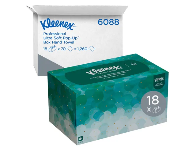Handdoek Kleenex Ultra Popup 1-laags 70 vel wit 6088