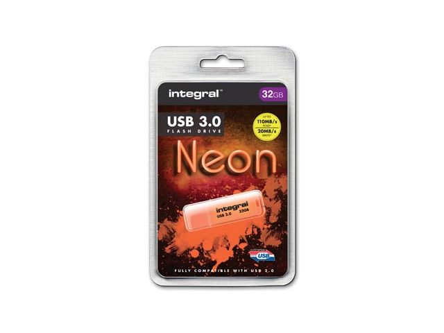 Integral Neon Usb-Stick 3.0, 32Gb, Oranje | USB-StickShop.nl