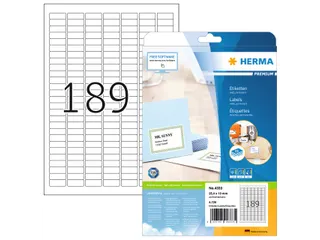 HERMA 4333 Premium etiketten A4 25,4x10mm Wit 4725 stuks - 1