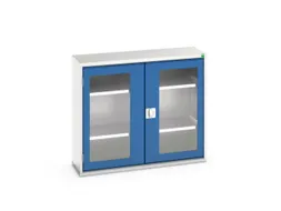 vitrinekast 900x1050x350mm 2xStalen bodem romp RAL7035 front RAL5010