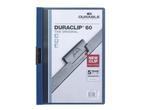 Klemmap Durable Duraclip A4 6mm 60 vellen donkerblauw