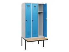 locker met bank,HxBxD 1950x900x815mm,3vak,vak B 300mm,draaigrendel