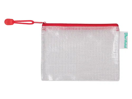 Opbergtas Tarifold met rits 160x110mm PVC rood