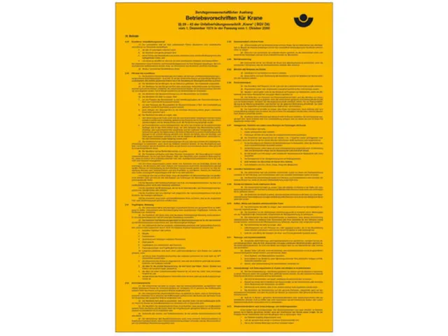 affiche,Bedieningsvoorschriften voor kranen,PVC,geel,om te verlijmen