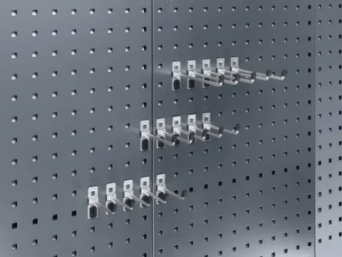 perfoplaat,blad HxB 991x457mm,plaatstaal,RAL3004,m. 16haken