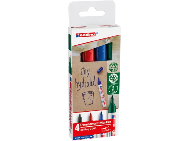 Viltstift edding 3000 creatief rond 1.5-3mm assorti blister à 4 stuks