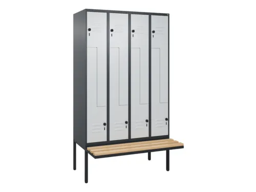 Z-garderobekast,HxBxD 2120x1200x815mm,8vak,vak B 300mm,draaigrendel